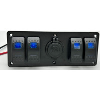 Rocker Switch with 4 Panels and 1 power socket - PN-1814S-L2 - ASM